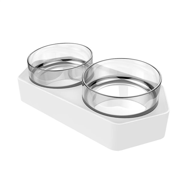 Ceramic Double Pet Bowl Elevated Feeding Stand Spine Support