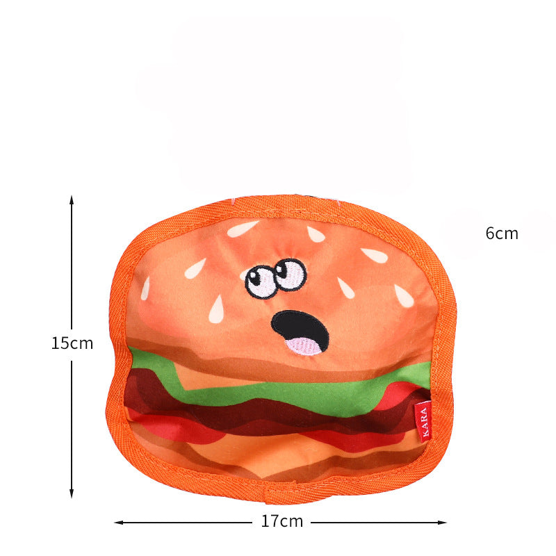Durable Crinkle Squeaky Stuffless Interactive Pet Chew Hamburger Toy