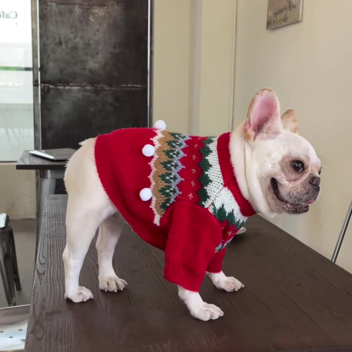 Pet Christmas Sweater Festive Winter Holiday Outfit Clothing