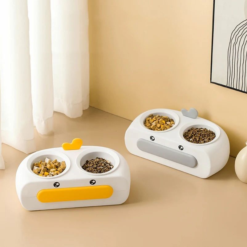 Duck Design Double Pet Bowl Food And Water Feeder