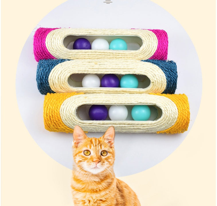 Pet Long Sisal Drum Scratching Toy Set