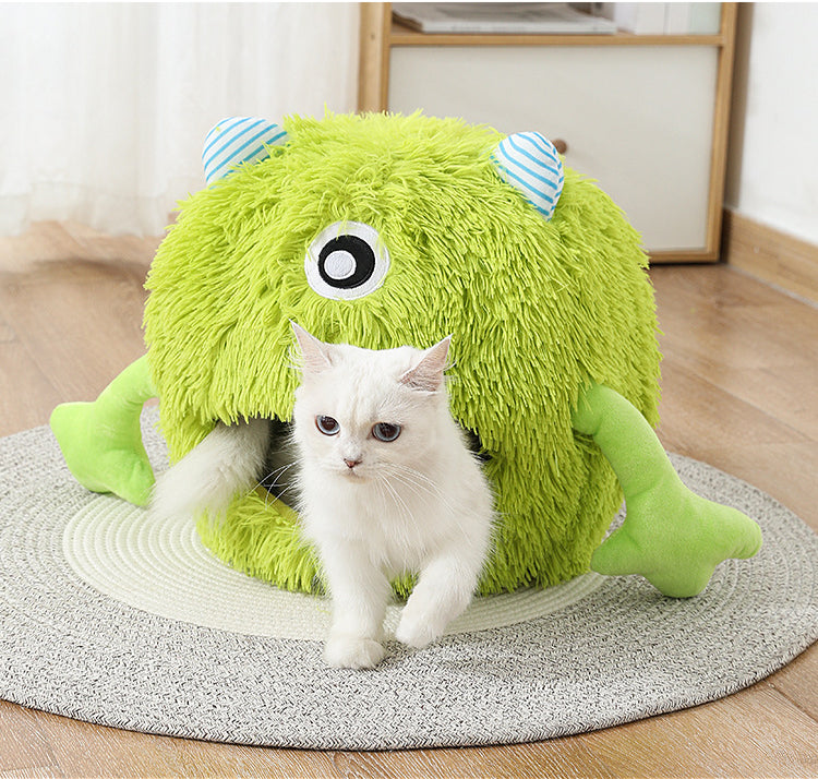 Fluffy Round Calming Pet Bed Machine Washable Non-Slip