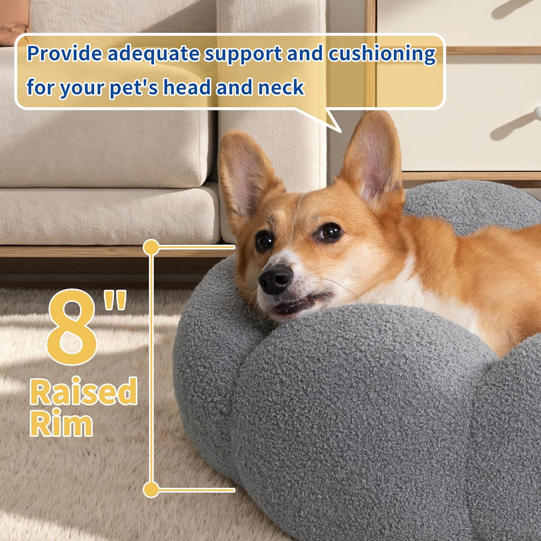 Fluffy Donut Calming Pet Bed Washable Non-Slip