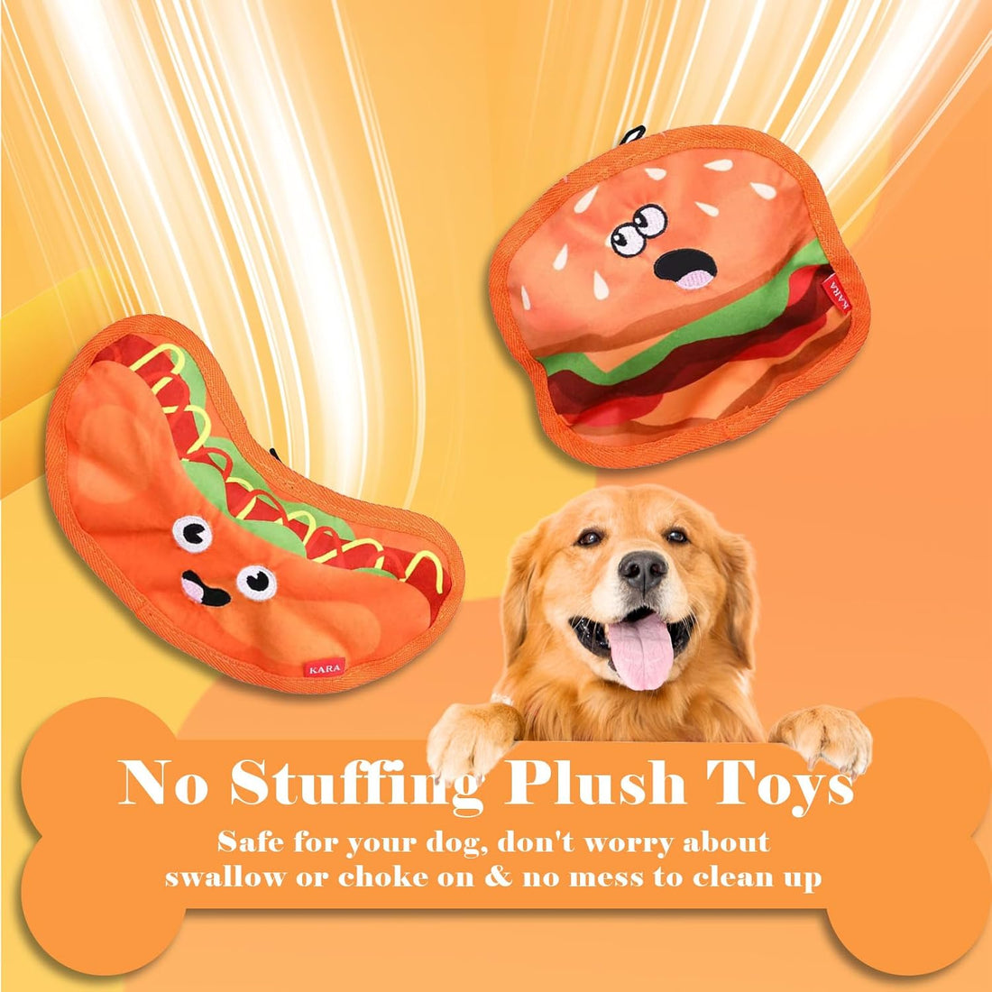 Durable Crinkle Squeaky Stuffless Interactive Pet Chew Hamburger Toy