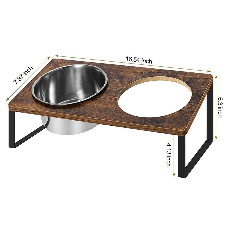 Iron Wood Pet Feeding Rack With Bowl Holder