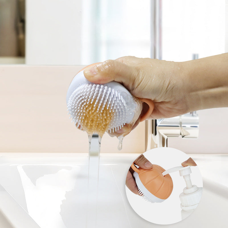 Pet Silicone Bath Massage Brush Shampoo Dispenser Grooming Tool