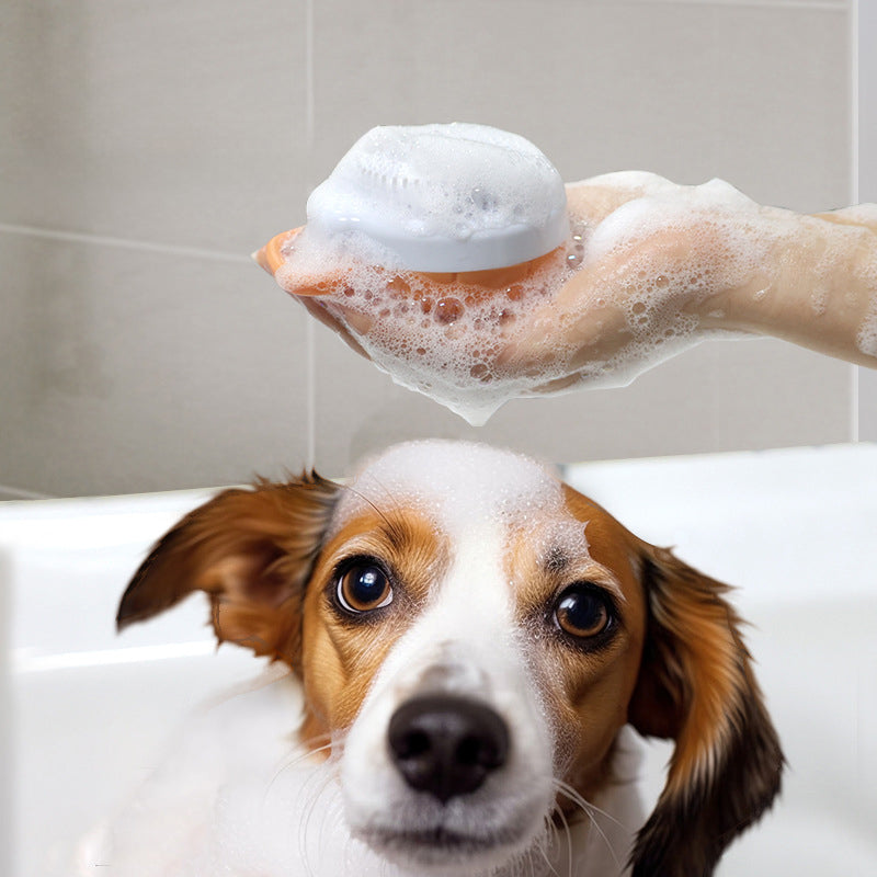 Pet Silicone Bath Massage Brush Shampoo Dispenser Grooming Tool