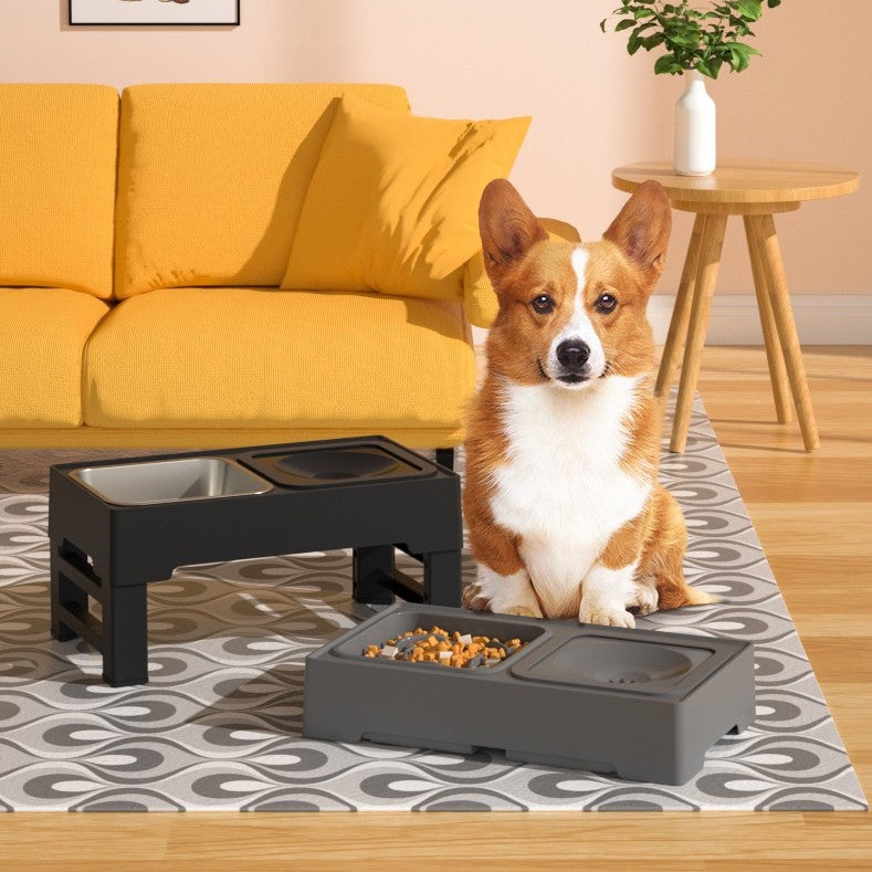 Adjustable Elevated Double Bowl With Stainless Steel Stand