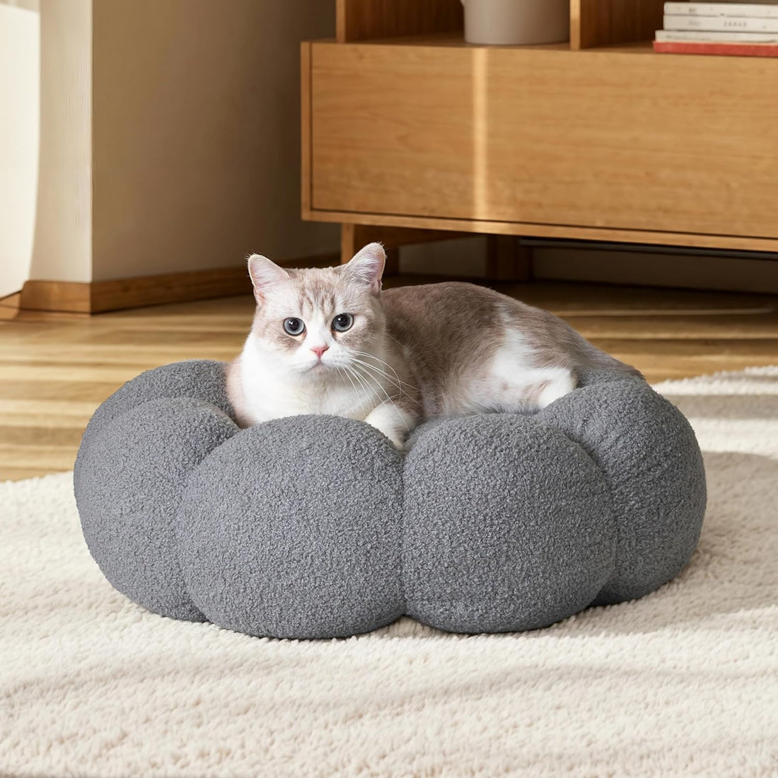 Fluffy Donut Calming Pet Bed Washable Non-Slip
